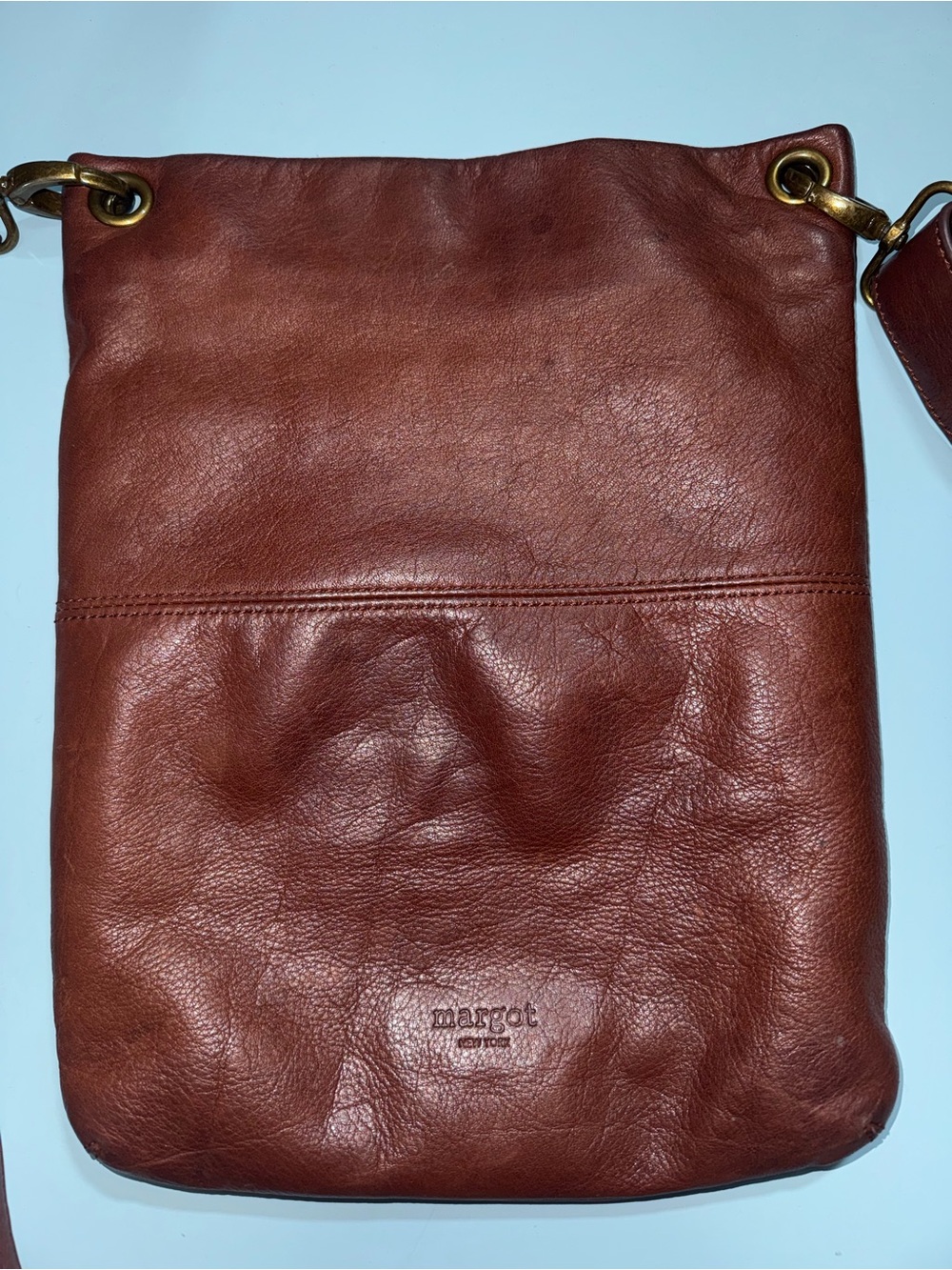 Margot Genuine Leather Crossbody Bag - Brown